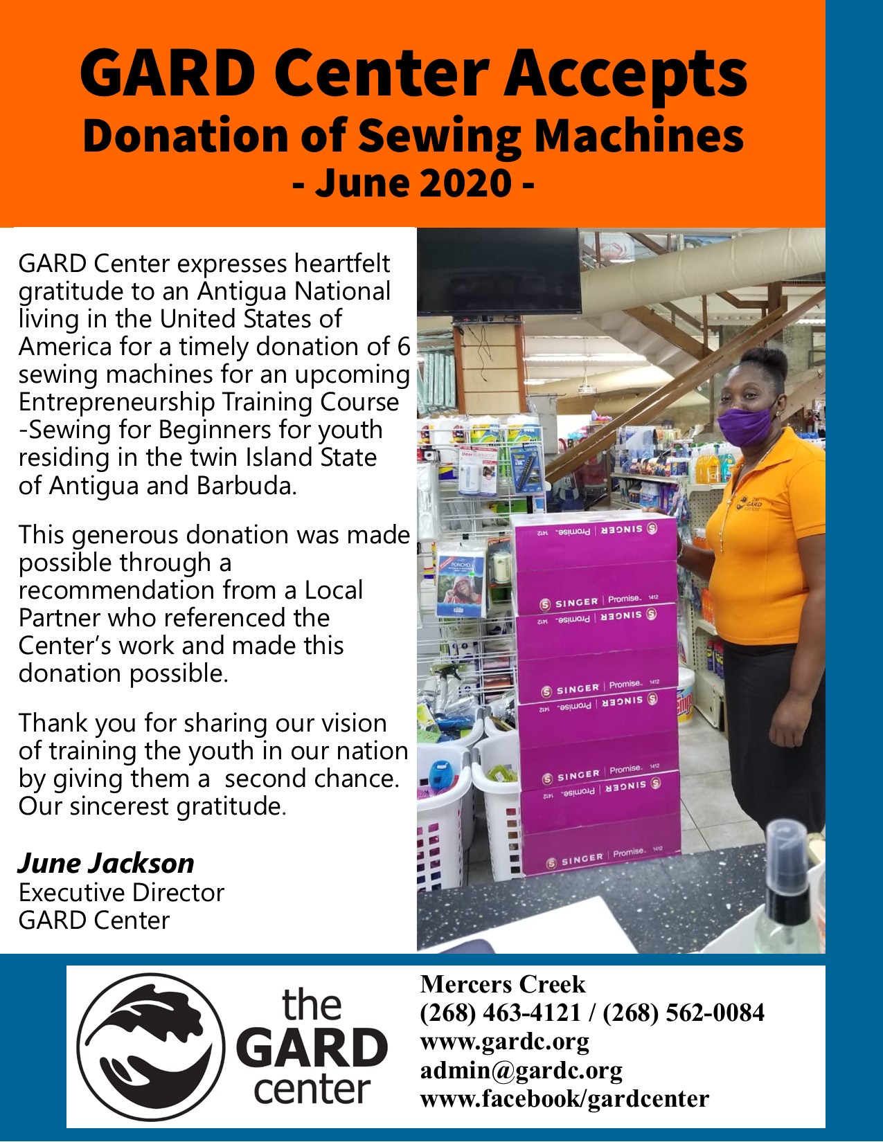 Donation of Sewing Machines GARD Center